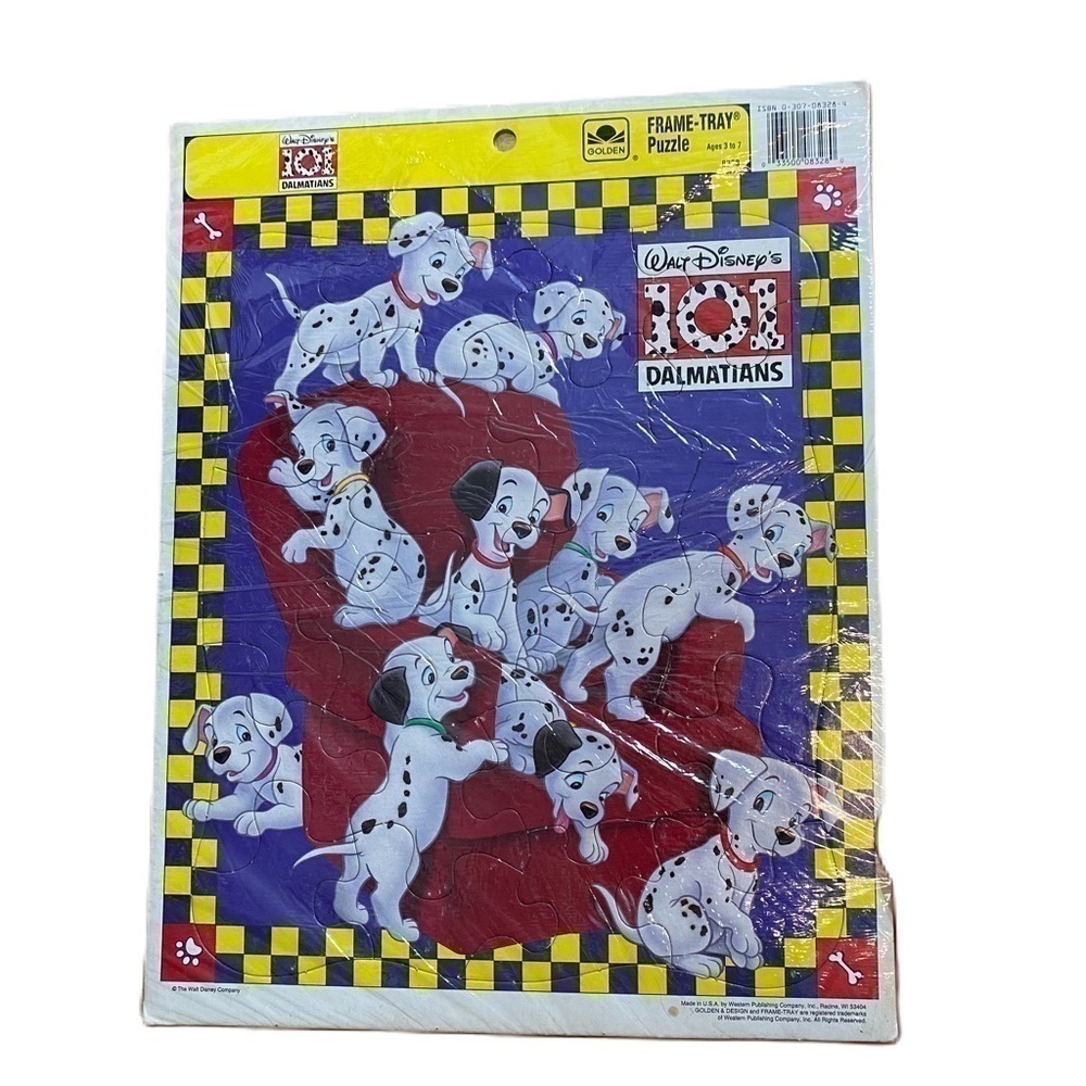 Vintage 101 Dalmatians Board Puzzle Golden Books Frame Tray Disney